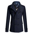 thumbnail image 1 of Men Trench Coat Double Breasted Outwear Plain Jacket Formal Overcoat, 1 of 2