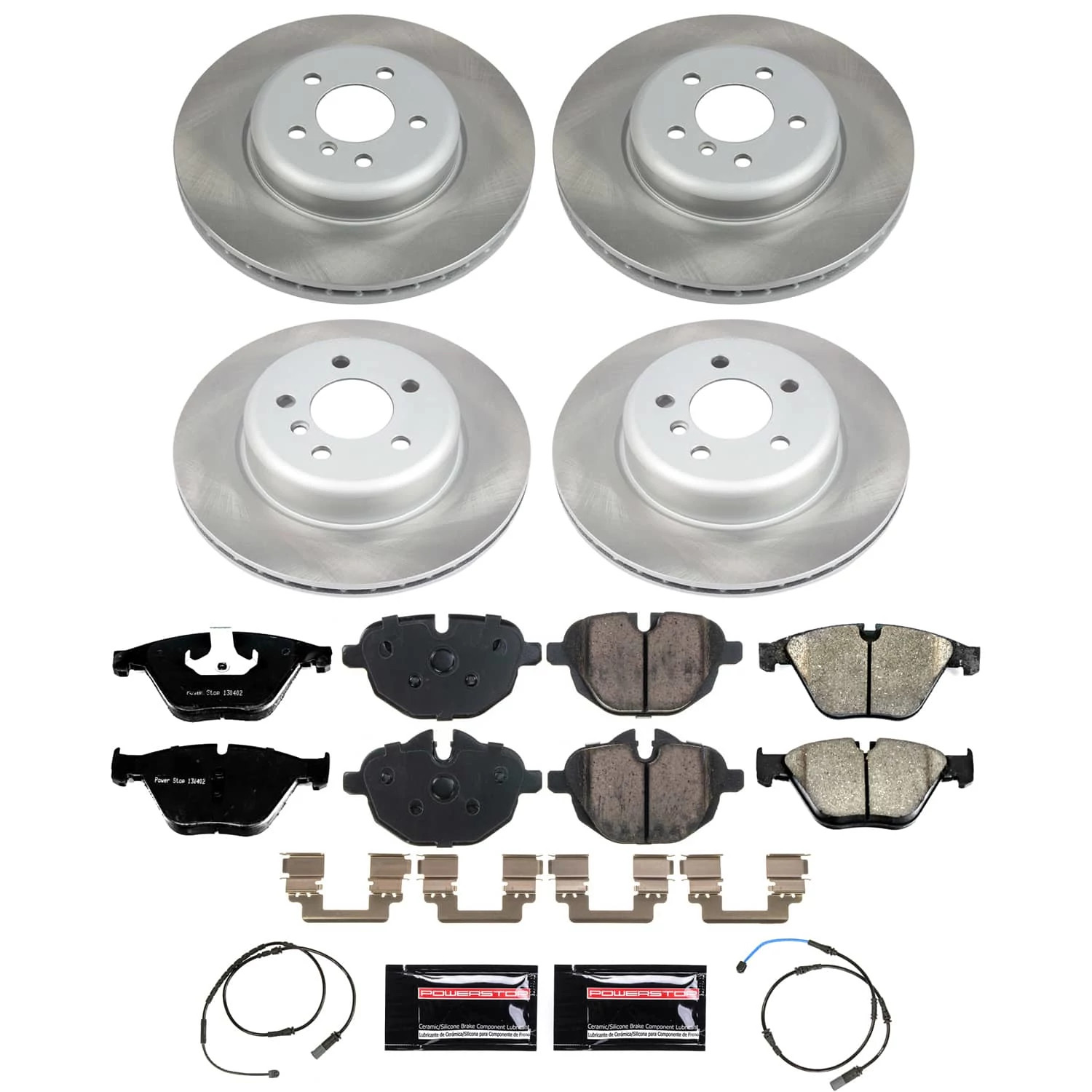 PowerStop Front and Rear Semi-Coated Rotor and Low-Dust Ceramic Brake Pad Kit SC6023