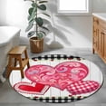 thumbnail image 3 of Round Rug 4Ft Washable Non-Slip, Valentine's Day Circle Area Rugs for Living Room Bedroom, Pink Red Love Hearts Wood Black White Plaid Indoor Floor Mats Carpet Runner for Home Decor Aesthetic, 3 of 8