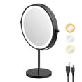 thumbnail image 2 of Desktop Makeup Mirror with 3 Color Lighted, 1X/10X Magnifying Mirror with Touch Control & 360°Rotation & Type-C Charging Port Classic Black, 2 of 5