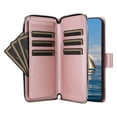 thumbnail image 6 of Allytechgroup Galaxy S25 Edge Wallet Case with Zipper Pocket & Cards Slots, Crossbody Lanyard + Hand Strap Stand Shockproof PU Leather Flip Cover Phone Case for Samsung Galaxy S25 Edge, Rosegold, 6 of 7