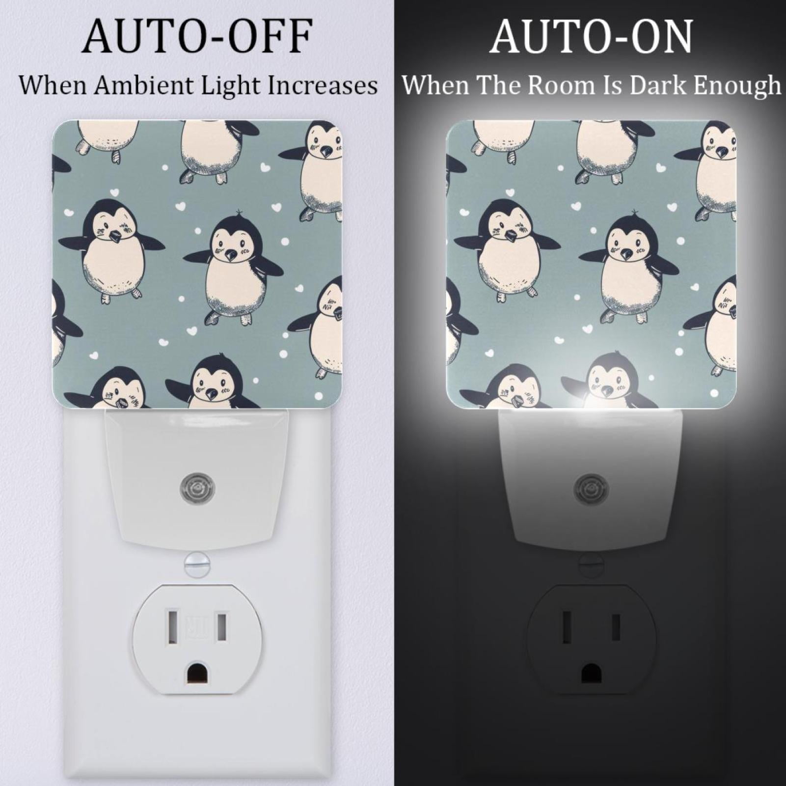 PhooArto Cute Penguin Pattern Plug in LED Night Light Auto Sensor Dusk to Dawn Decorative Night for Bedroom, Bathroom, Kitchen, Hallway, Stairs, Baby's Room, Energy Saving