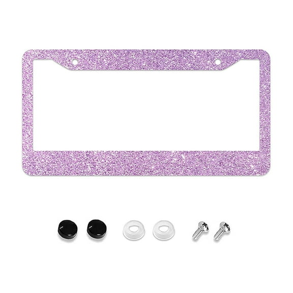Pink Sparkle License Plate Frame, Cute License Plate Frames Sparkly Car Plate Frame Holder Cover for Women Men with 2 Holes ，12 X 6 Inches