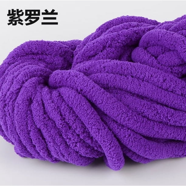 Nvzi Hilo de chenilla súper suave y cálido de 250 g para manta de punto, hilo de lana grueso para hacer tú mismo, perfecto para cualquier tejido y crochet, morado oscuro