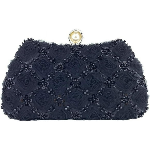 LHSHID Floral Evening Handbags Women Satin Pearl Beaded Clutch Purses Chain Shoulder Bag Prom Bride Wedding Handbags 2025