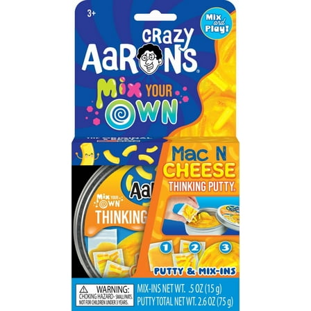 Crazy Aaron’s Mac & Cheese Mix Your Own Thinking Putty, Clear with Yellow Colorizer, Ages 3 and Up
