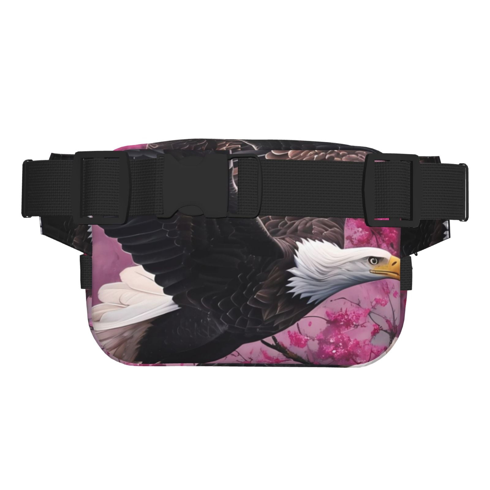 Picia Flower Bald Eagle Print Square Double-Layer Waist Bag Mini Adjustable Waist Belt Bag Exercise Running Travel Hiking