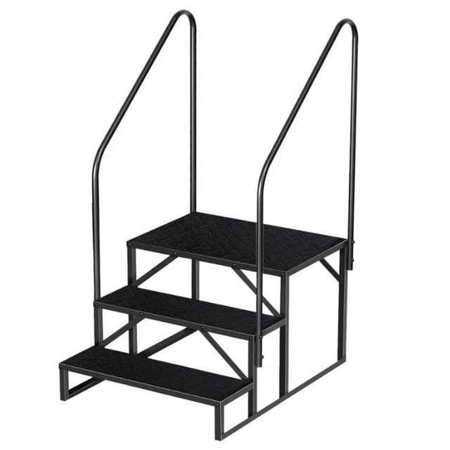 2 Step RV Stairs, RV Steps with Handrail & Anti-Slip Panel - 660lb Capacity Portable Alloy Steel Ladder for Easy Access to RVs, Hot Tubs, and Travel Trailers