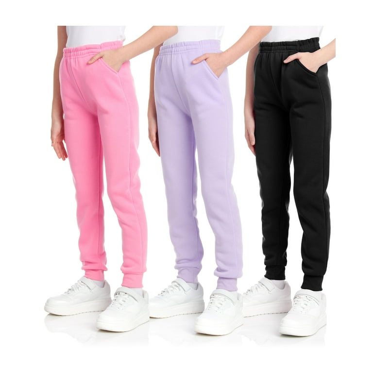 Hind Girls' Sweatpants - 2 Pack Basic Active Fleece Fashion Jogger Casual  Pants (4-16) Carmine Rose/Black 4