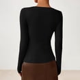 thumbnail image 4 of ClodeEU Women's Long Sleeve Asymmetrical Neck Ruched Shirts,Spring Fashion Casual Slim Fit Tee Black,Womens Plus S, 4 of 6