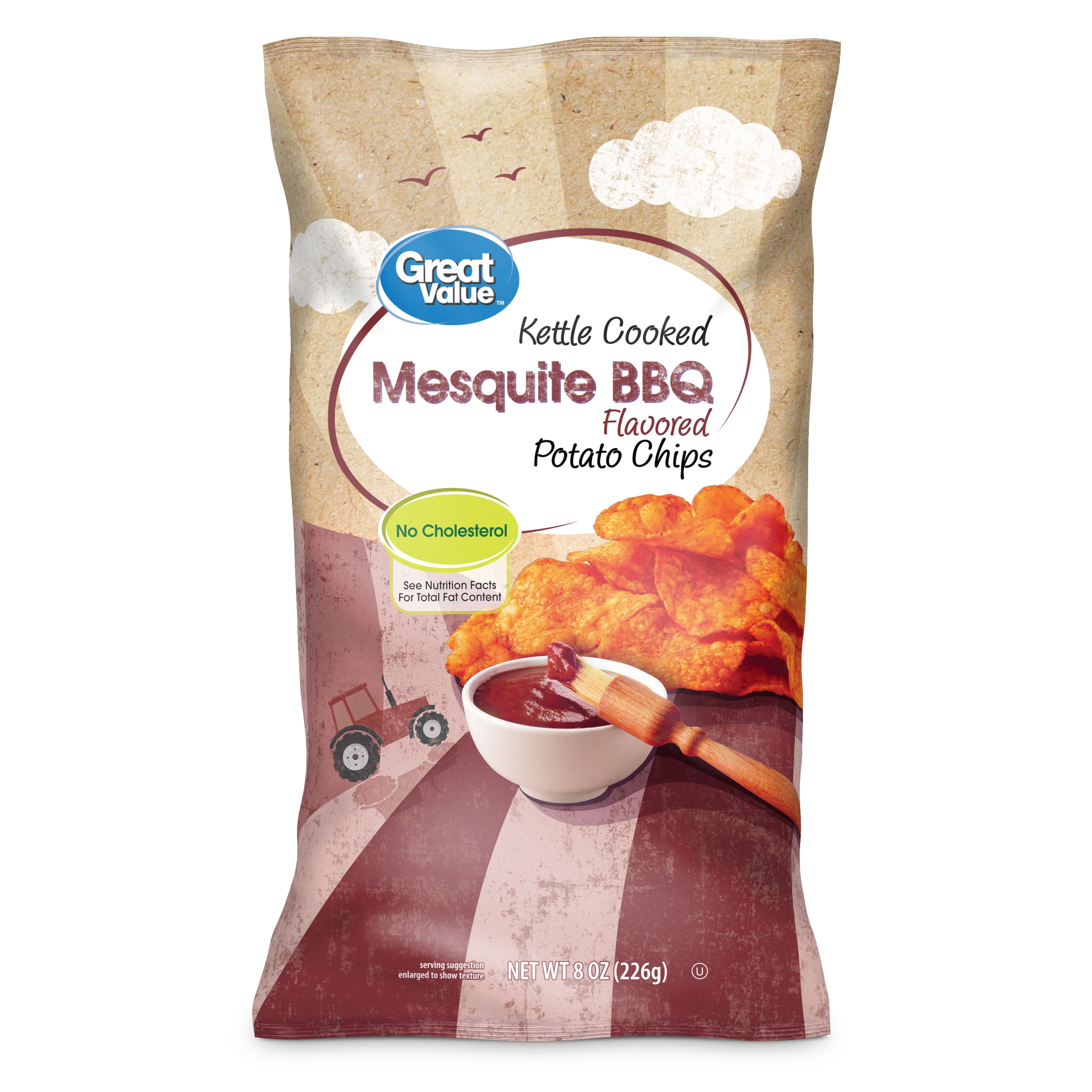 Great Value Kettle Cooked Mesquite BBQ Flavored Potato Chips, 8 oz
