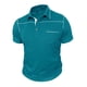 thumbnail image 4 of Blusa y camisa de manga corta con cuello vuelto para hombre, blusa de manga corta de color liso con botones y bolsillo y cuello vuelto, blusa de poliéster para hombre, 4 of 7