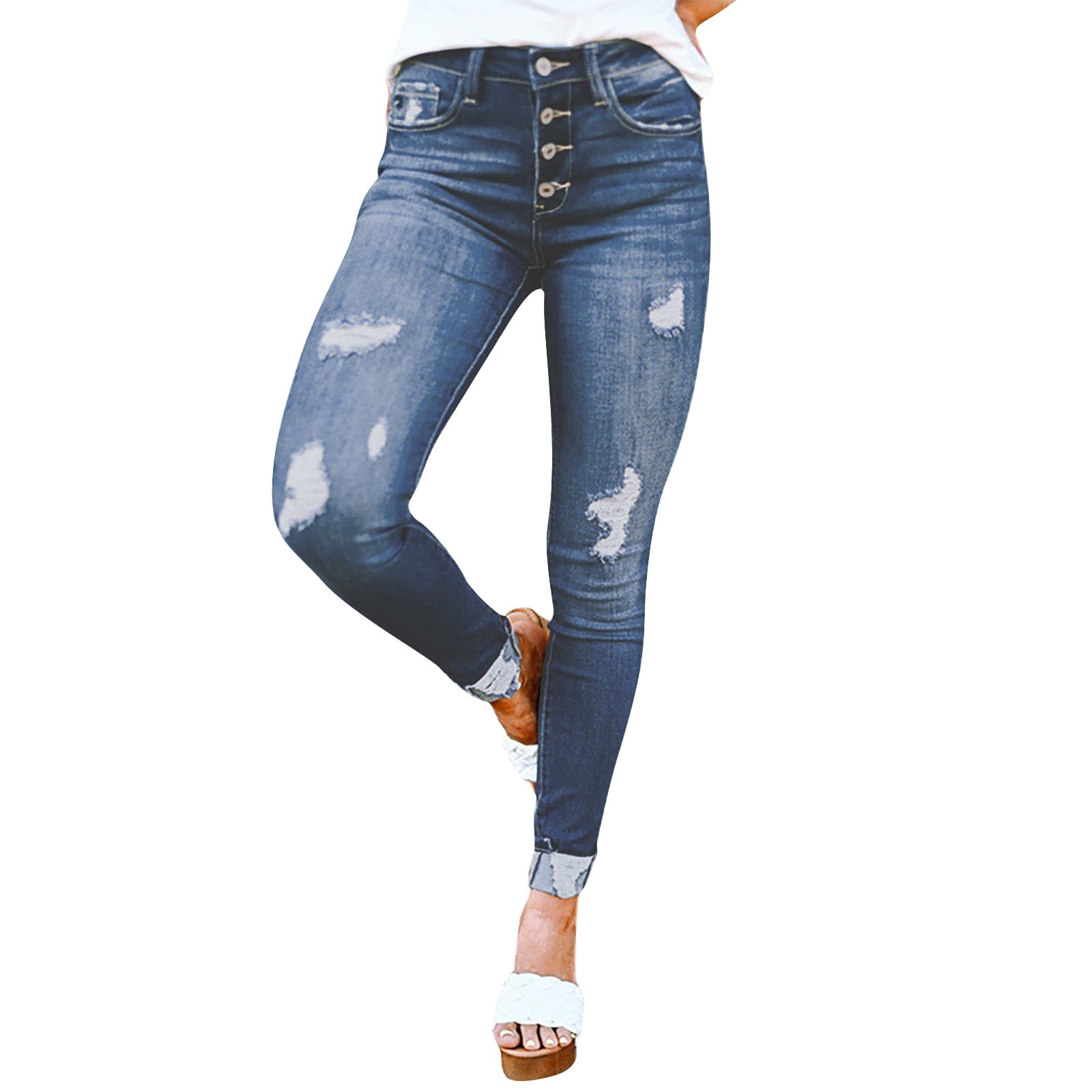 fvwitlyh Jeans for Women Womens Skinny Jeans Mid Rise, Denim Stretchy Ankle  Jeggings Lifting Pants with Pockets White - Walmart.com