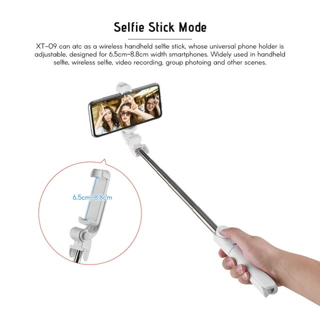 5-Section Extendable Selfie Stick Integrated Universal Phone Holder Tabletop Tripod with BT Remote Controller 10m Wireless Control for Phones