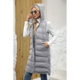 thumbnail image 4 of SWSMCLT Women's Long Puffer Vest Puffy Casual Coats Quilted Jacket Bubble Outerwear Cold Weather Drawstring Knee Length Side Slit Hood Sleeveless Top Light Grey Medium, 4 of 5