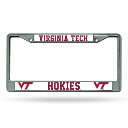 Virginia-Tech Hokie's - 12" x 6" Standard Size - Chrome Metal License Plate Frame