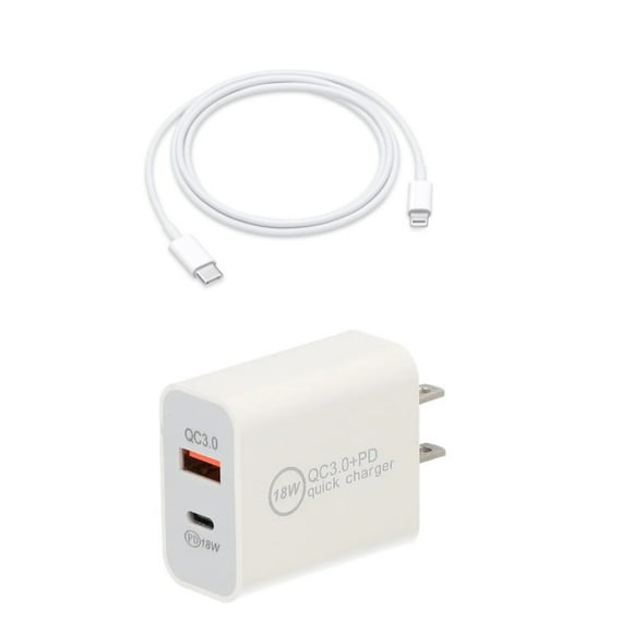 Cargador de Carga Rapida Generico 18W con Cable Tipo C-lighting Color blanco