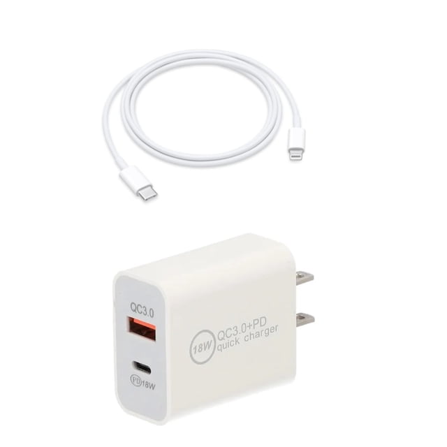 Cargador de Carga Rapida Generico 18W con Cable Tipo C-lighting Color blanco