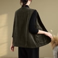 thumbnail image 3 of thefmos Women's Sleeveless Knit Vest with Chest Pocket Solid Color Casual Coat Fashion Spring Fall Outfit, Army Green 2XL, 3 of 4