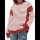 thumbnail image 1 of Sudadera Informal de Larga con Cuello Redondo y Rayas de Color Block para Mujer. Rojo Ladrillo M, 1 of 5