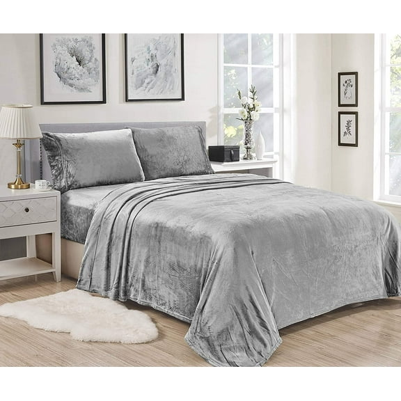 FAITH, HOPE, LOVE HOME DCOR 3Piece 1800 Thread Count 220 GSM Grey Bed Sheet Set Queen Deep Pocket