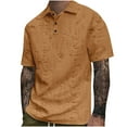 thumbnail image 2 of Bzhegqhd Men Fashion Solid Color Leisure Button Wear Qut Short Sleeve Turndown Collar Blouse, 2 of 6
