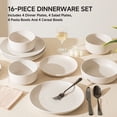 thumbnail image 5 of KINGSTONE 16-Piece Stoneware Plates and Bowls Sets for 4, Dinnerware Set for New Apartment Essentials, Microwave & Dishwasher Safe, Speckled White, 5 of 10