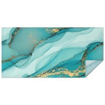 Cyan Marble Gold Spot Pattern Rectangle Tablecloth 60"x120",Waterproof Polyester Rectangle Table Cloth, Wipeable Spillproof Polyester Tablecloth for Dining, Camping, Indoor and Outdoor