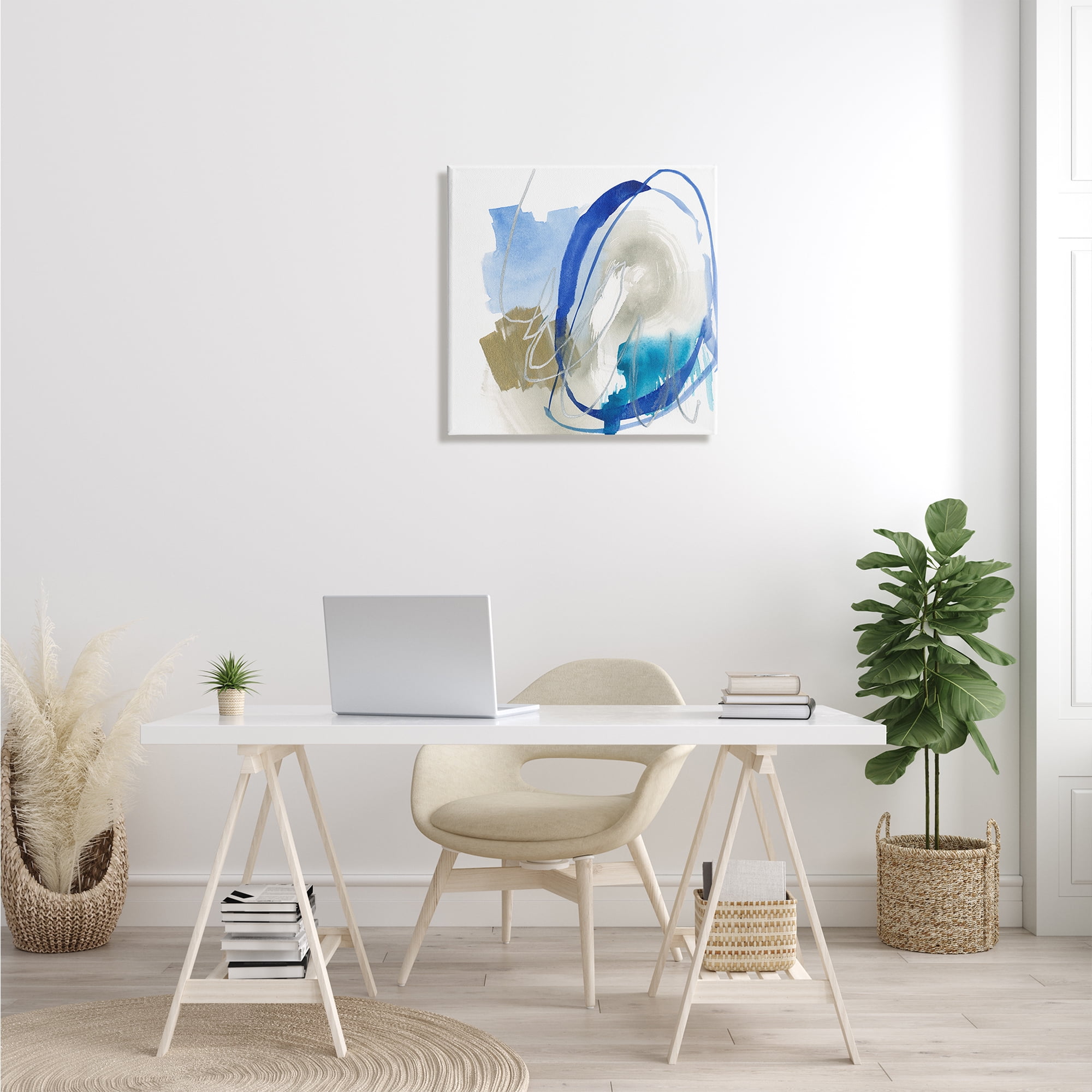 Stupell Industries Circular Abstraction Chaotic Rigid Lines Blue Brown, 24 x 24, Design by Jennifer Goldberger