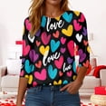 thumbnail image 6 of felwors 3/4 Length Sleeve Womens Tops, Spring Summer Tops Crew Neck Floral Print Workout Shirts for Women Loose Fit (Sky Blue, XXL), 6 of 9