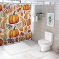thumbnail image 7 of PRATYUS Pumpkins Leaves Thanksgiving Shower Curtain Set with Hooks, Chic Elegant Bathroom Decor, Made of 100% Polyester Fiber, Various Sizes Available 69"x72, 7 of 7