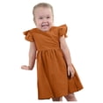 thumbnail image 3 of mgoYE Goose Dress Baby Girl Toddler Girls Dress Cotton Linen Ruffle Backless Sleeveless Kids Casual Party Dresses(Brown,9-12 Months), 3 of 7
