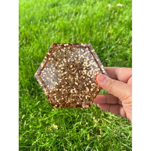Plateau à Bibelots et Bijoux avec Paillettes en Cuivre