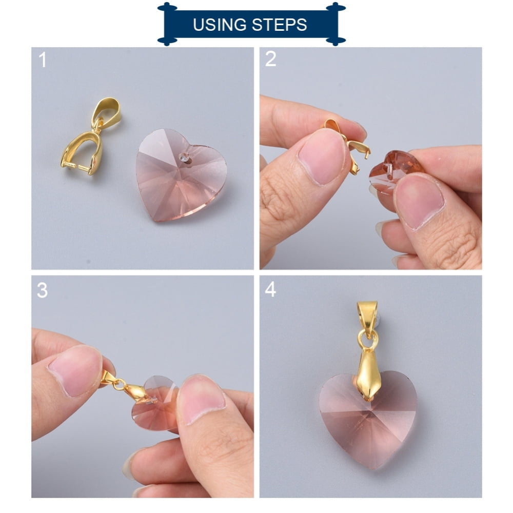 100pc Brass Pinch Bails Nickel Free Real 18K Gold Plated 11x8x3mm Hole: 2mm Pin: 1mm Inner Measure: 5x5mm