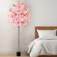 thumbnail image 2 of 6FT Artificial Cherry Blossom Tree, Fake Pink Sakura Faux Silk Plant in Pot, Lifelike Decorative Tree for Indoor Home Office Wedding Party Outdoor Decor, No Maintenance, 2 of 11