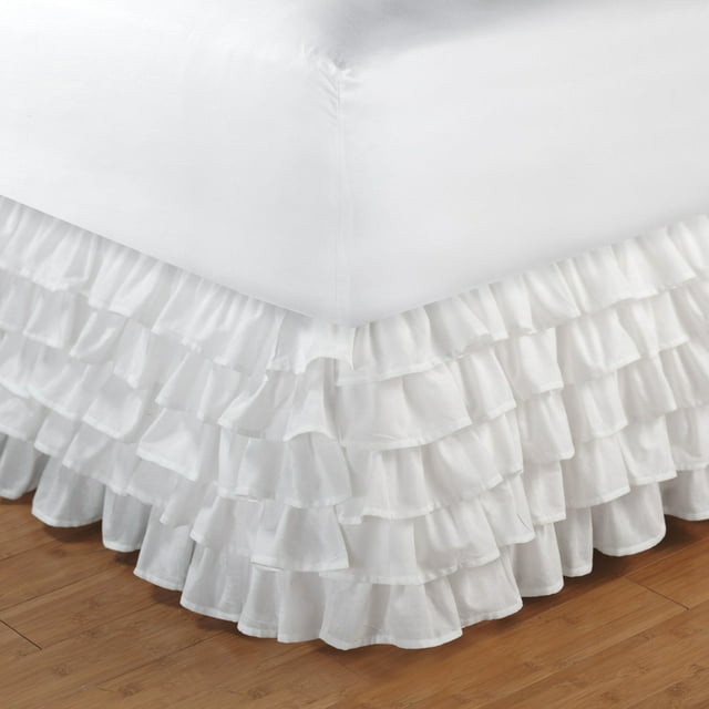 Jinsinto Home Pleated Ruffled Bed Skirt Solid Dust Ruffle (Queen Size, White)