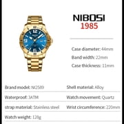 NIBOSI Waterproof Quartz Men Wristwatches Business Stainless Steel Strap Calendar Watches for Men
