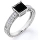 thumbnail image 1 of JeenMata Anillo Nupcial con Diseño de Hojas de Cuarzo Rutilado Negro Druzy Transparente en Forma de Lágrima de 1 Quilate con Engaste en Garras en Baño de Oro Negro de 18 K sobre Plata, 1 of 6