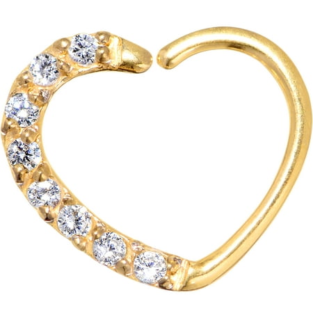 - Body Candy Gold PVD Steel Clear Accent Heart Right Ear Daith Cartilage Tragus Earring 16 Gauge 3/8