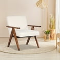 thumbnail image 2 of Costway 1 PCS Modern Accent Chair Linen Fabric Armchair with Solid Acacia Wood Frame Beige, 2 of 10