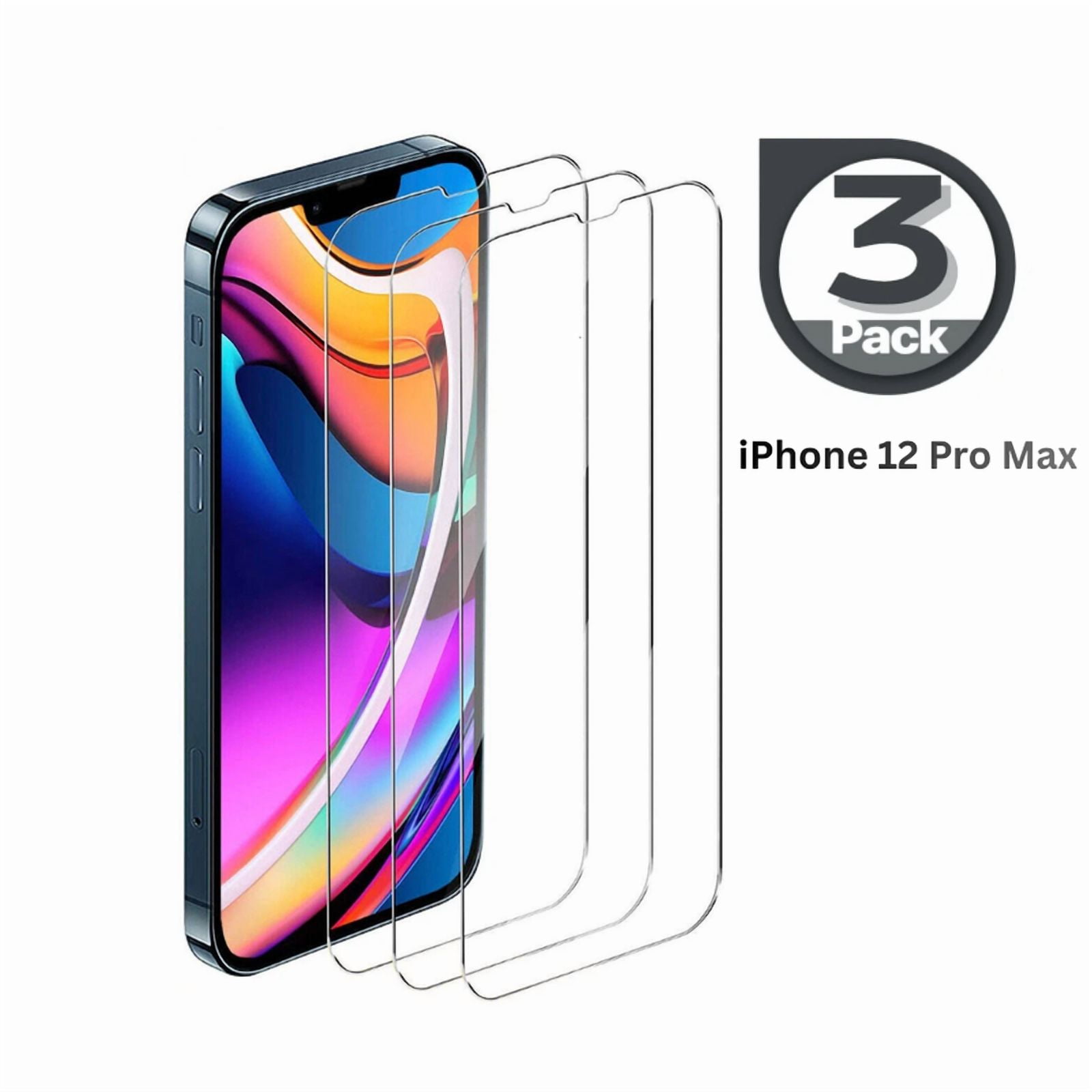 iPhone 12 Pro Max Ultra-Thin Tempered Glass Screen Protector, Crystal Clear HD Display, 9H Hardness, Smooth Touch, Anti-Fingerprint, Scratch Resistant - Pack of 3