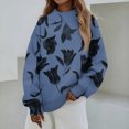 thumbnail image 2 of Wutalume Women's Fashion Floral Print Long Sleeve High Neck Sweatshirt Top, Elegant and Comfortable for Casual and Dressy Wear, with a Relaxed Fit and Beautiful Patterns,Blue XL, 2 of 5