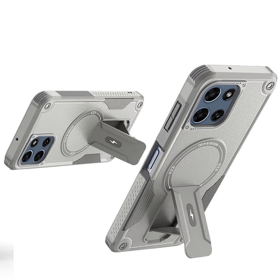 Phone Case for Moto G Stylus 5G 2026 /2025 Magnetic Kickstand Rugged Shockproof Armor Grip Anti Slip Heavy Duty Protective Matte Stand Hybrid Cover Grey