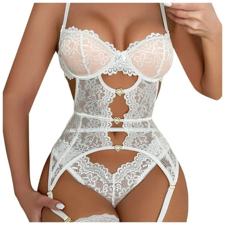 Fukaraa Elegant Lace Bodysuit  Soft Mesh Design  Comfortable Adjustable Strap Lingerie for Sleepwear and Casual Lounge Wear