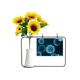thumbnail image 1 of La ciencia azul celular patrón criatura Tarjeta de bendición de jarrón de girasol artificial, 1 of 3