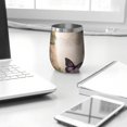 thumbnail image 3 of 12oz Stemless Wine Tumblers Vintage Butterfly Flower Pattern Vacuum Insulated Stainless Steel Travel Tumbler Cups Mug with Lid and Straw for Champaign,Cocktail,Beer with Cleaning Brush, 3 of 5