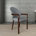 thumbnail image 3 of LeisureMod Dining Chair in Leather Upholstery Kitchen Chair Ergonomic Armchair with Rubberwood Base and Gold Accents Padded Seat and Back for Modern Home and Office Opaline Series in Grey, 3 of 10
