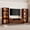 ACA-M: Brown 114.2" Cabinet Set, variant on Mid Century Modern 90.6'' Walnut Finish Media Console for TVs up to 75'', Wood Entertainment Center Includes TV Stand with Storage and Glass Display Shelves with Lights for Living Room and Bedroom