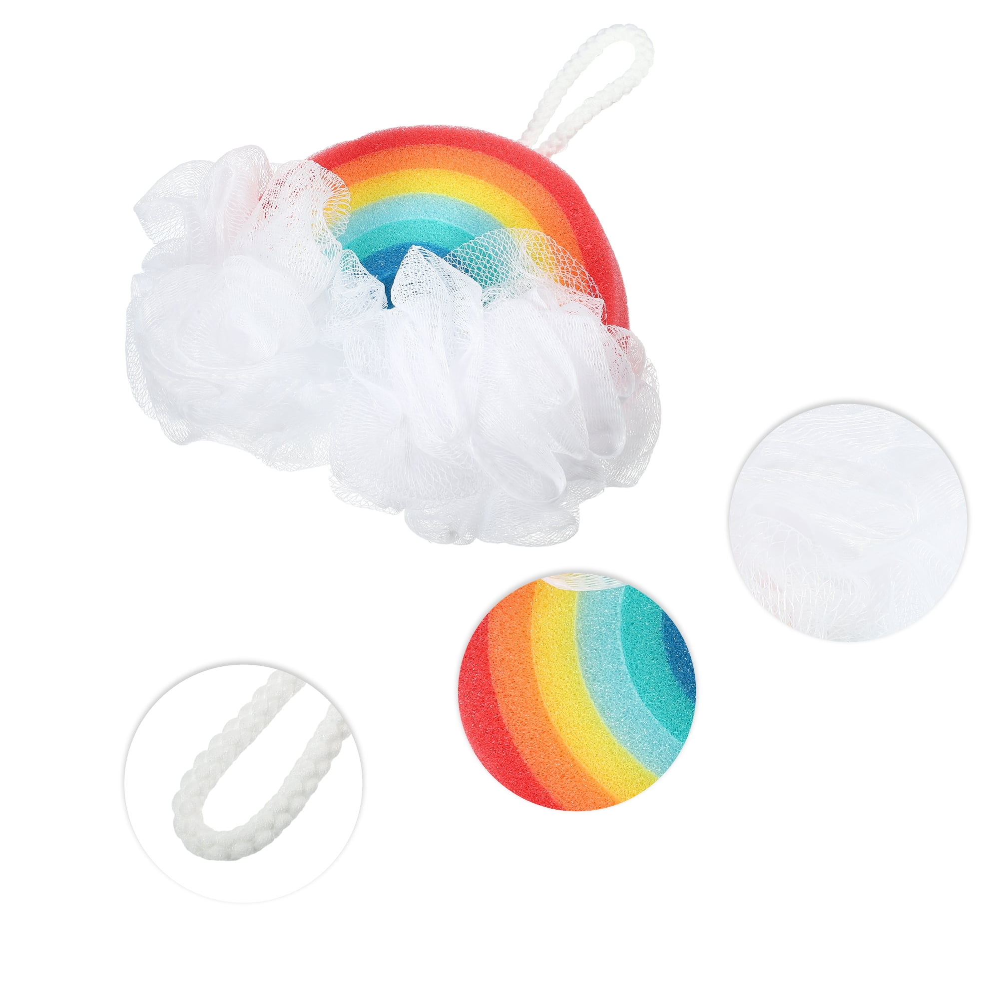 Unique Bargains Cartoon Bath Loofah Sponge 8.86"x5.12"x3.74" Assorted Color 3 Pcs