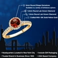 thumbnail image 2 of Gem Stone King 10K Yellow Gold Red Garnet and Lab Grown Diamond Engagement Ring for Women | 1.31 Cttw | Round 6MM | Gemstone January Birthstone | Size 8, 2 of 6